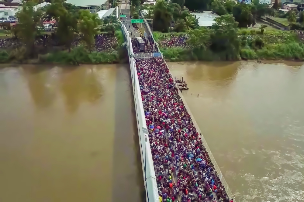 Hordes of people seeking asylum on southern border of the US