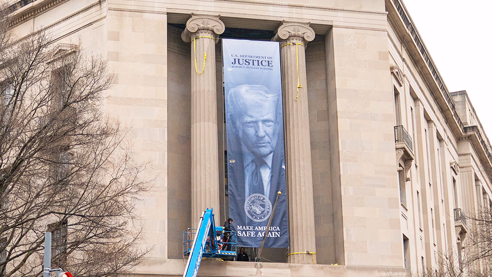 Another Kennedy buildng Donald Trump slaps his face on, the Robert F. Kennedy Department of Justice building in Washington, DC.