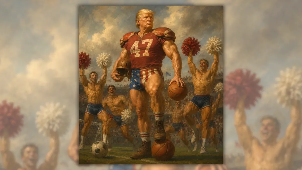 Donald Trump bemuscled AI football star