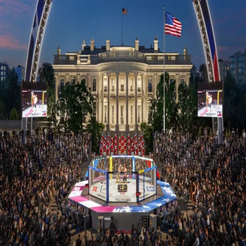 Artist's rendering of the UFC fight to be held at the White House on June 14.