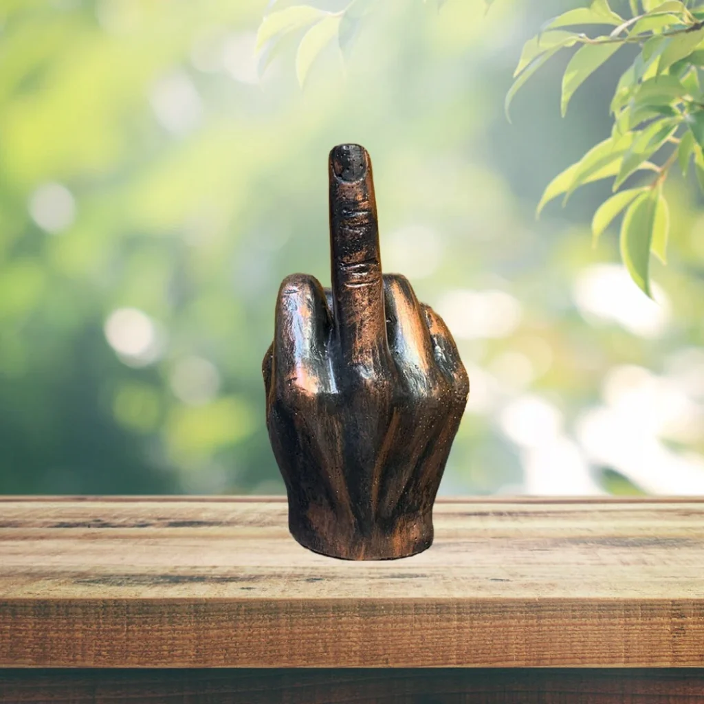 A bronze middle finger