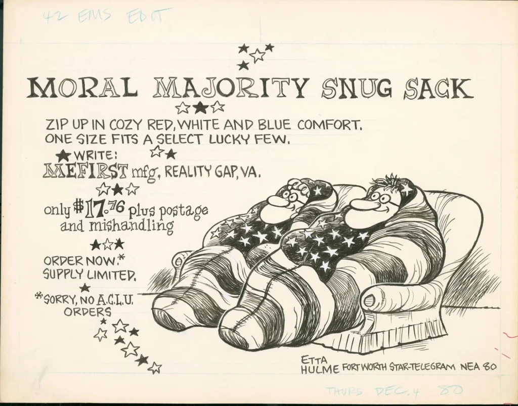 "Moral Majority Snug Sack" by Etta Hulme.