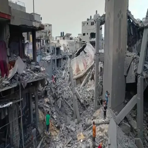 The Israelis bomb a densely-packed part of Gaza City Oct. 9, 2023. Why the World Is Not Buying Israel’s Latest Hegelian Exercise