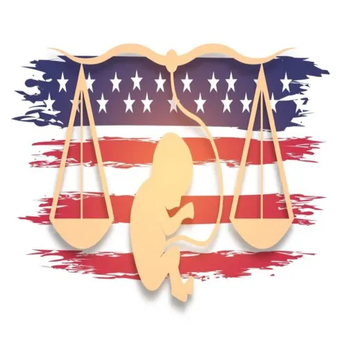 Fetus-and-balance-scales-American-flag. "The Church's Idolatry of Abortion"