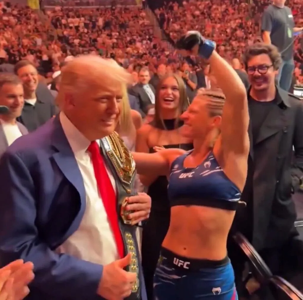 The wartime President with UFC fighter Kayla Harrison.