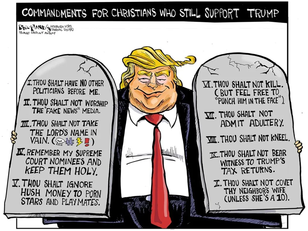 US President Donald Trump offers up his version of the Ten Commandments.